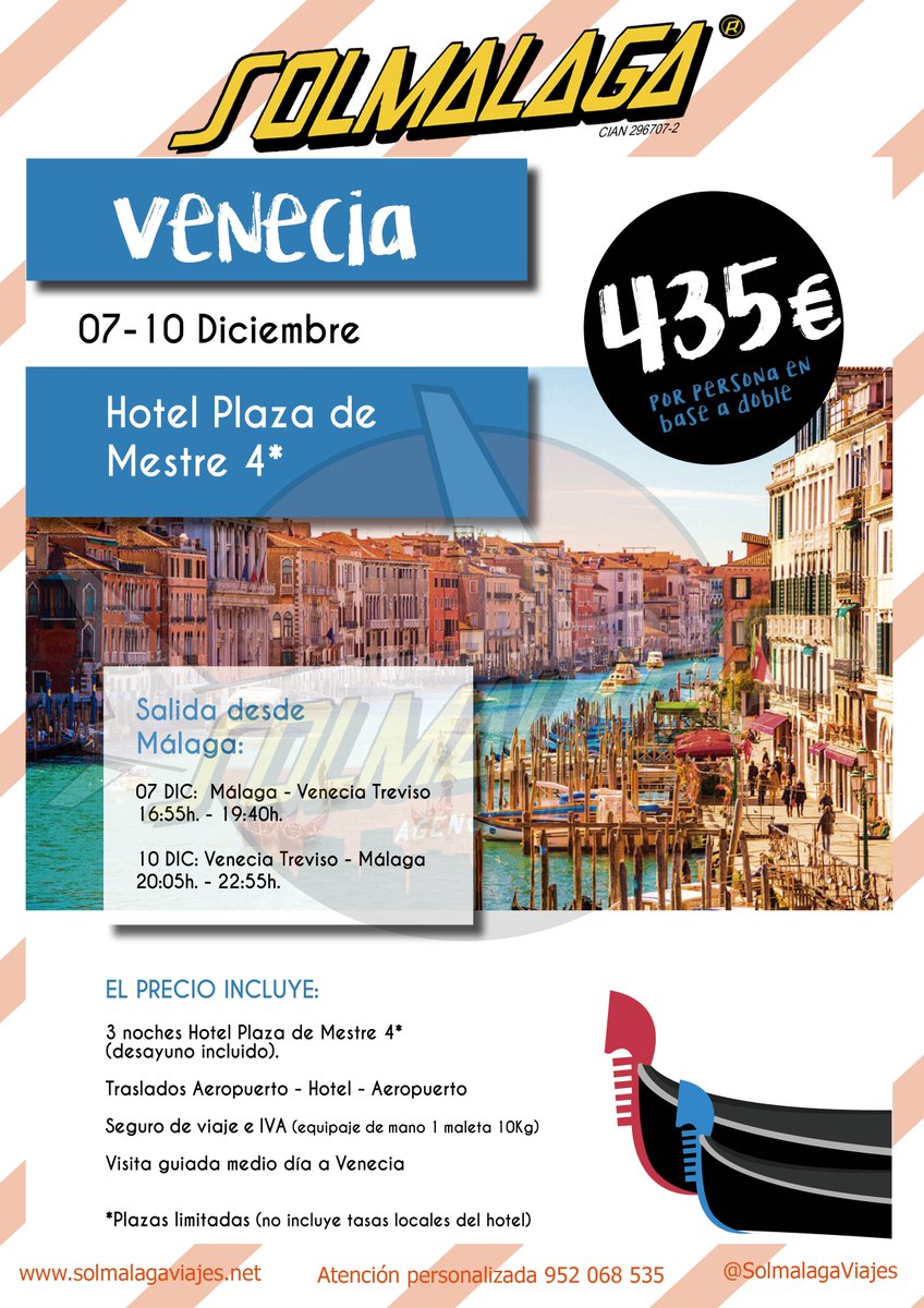 SolmalagaViajes's tweet photo. #Venecia desde #Malaga con #Solmalaga #Viajes #PuentedeDiciembre desde 435€ por persona. #NoPodemosViajarPorTi https://t.co/3zCCQAZM1Q https://t.co/9ZeVQUQQs9