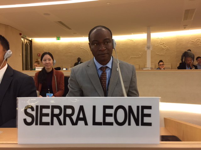 SLMissionGeneva's tweet photo. May 2017: the Minister of Foreign Affairs of Sierra Leone had meetings in Geneva &amp; took time out of his busy schedule for the UPR &amp; EIF. https://t.co/TDWDKzfpWO