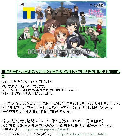 Animesquare Twitterissa 声優 音楽 ガールズ パンツァー Tカード ガールズ パンツァーデザイン 発行決定 Garupan T Co Hksovbpeu3