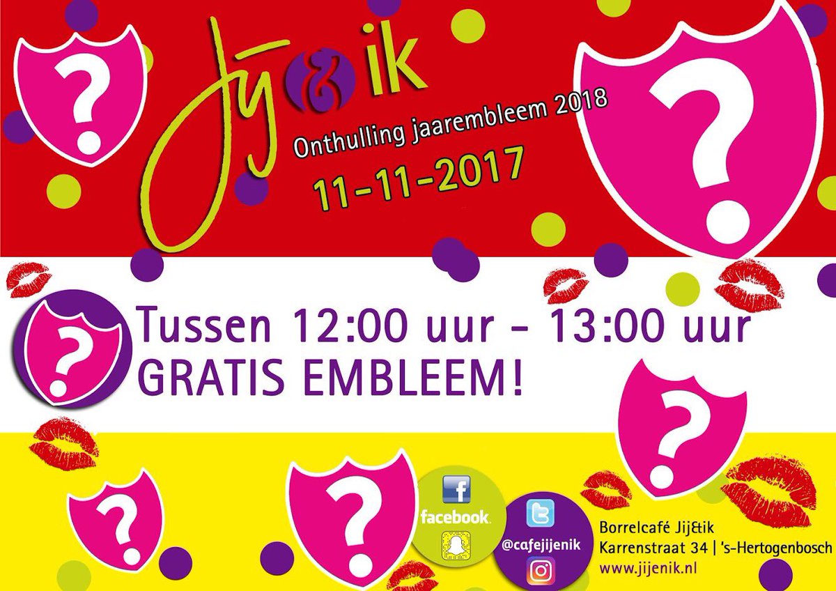 CafeJijenIk's tweet photo. #jijenik #oeteldonk #denelfdevandenelfde #uitgaan #denbosch #elfelf #11-11 #gratisembleem @Karrenstraat073 https://t.co/djKZ1ZeKxI