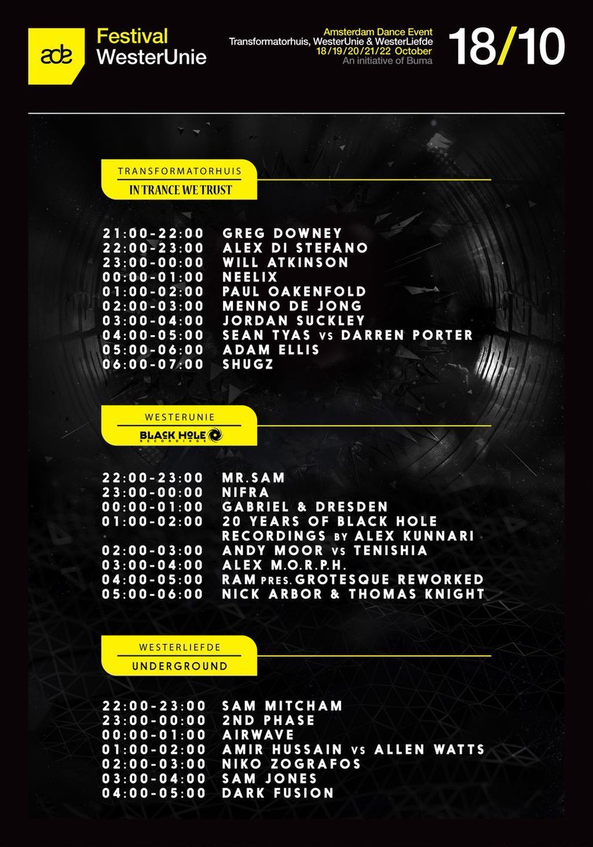 ITWT_Official's tweet photo. Here is the event Timetable & Map for In Trance We Trust ADE Festival. Who's excited? π Tickets: https://t.co/pMCYQ5Or4g #ITWTADE17 #trance https://t.co/cDBu5NihT4