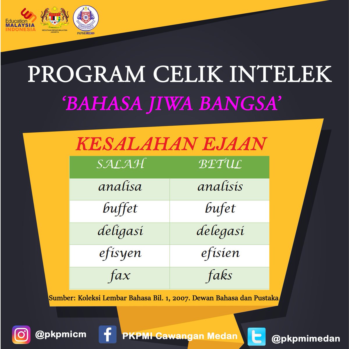 pkpmimedan's tweet photo. [Program Celik Intelek]

#Hari3  #PCI2017
#BahasaJiwaBangsa
#TopikKesalahanEjaan
#MembangunMahasiswaKelasPertama
#PKPMICM1718 https://t.co/F30JOV4k8d