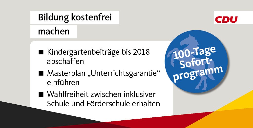 CDU's tweet image. Für uns steht das Wohl jedes einzelnen Kindes mit seinen Begabungen, Fähigkeiten und Bedürfnissen im Mittelpunkt. #ltwnds #100TageProgramm