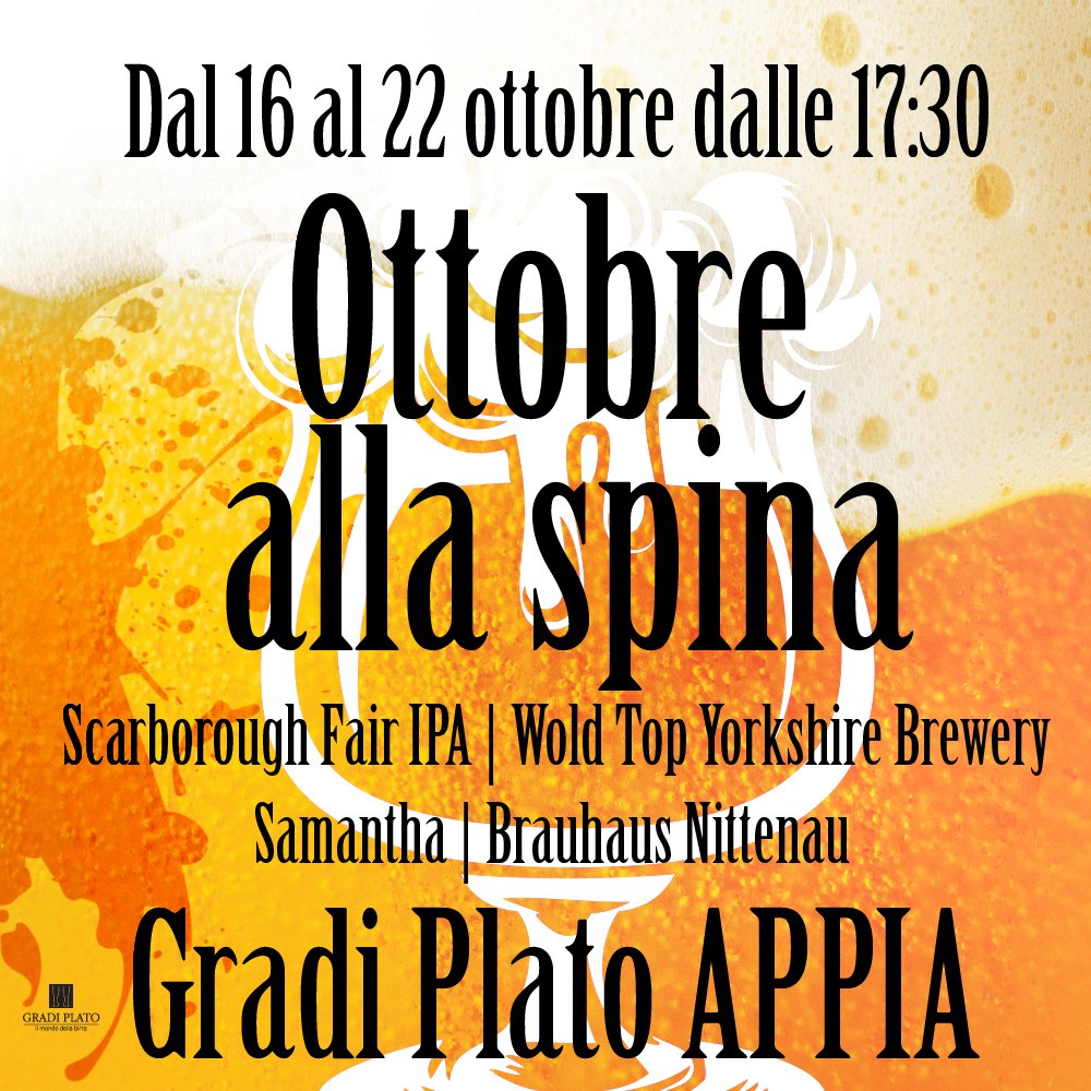 GradiPlato's tweet photo. #OttobreAllaSpina #GradiPlato #Evento #Appia #ViaAppia #Samantha #Nittenauer #ZwickelPils #ScarboroughFairIPA @woldtopbrewery #IPA #Birra https://t.co/xUx9E2oVdL