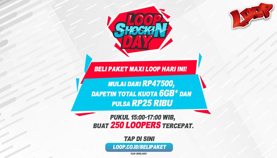 Mey61502238's tweet image. Aktifkan paket MAXI LOOP di loop.co.id/belipaket dan dptin tambahan pulsa 25rb di LOOP Shockin Day!
#tseljuara
#tselsmg
#loopid 
#smg04