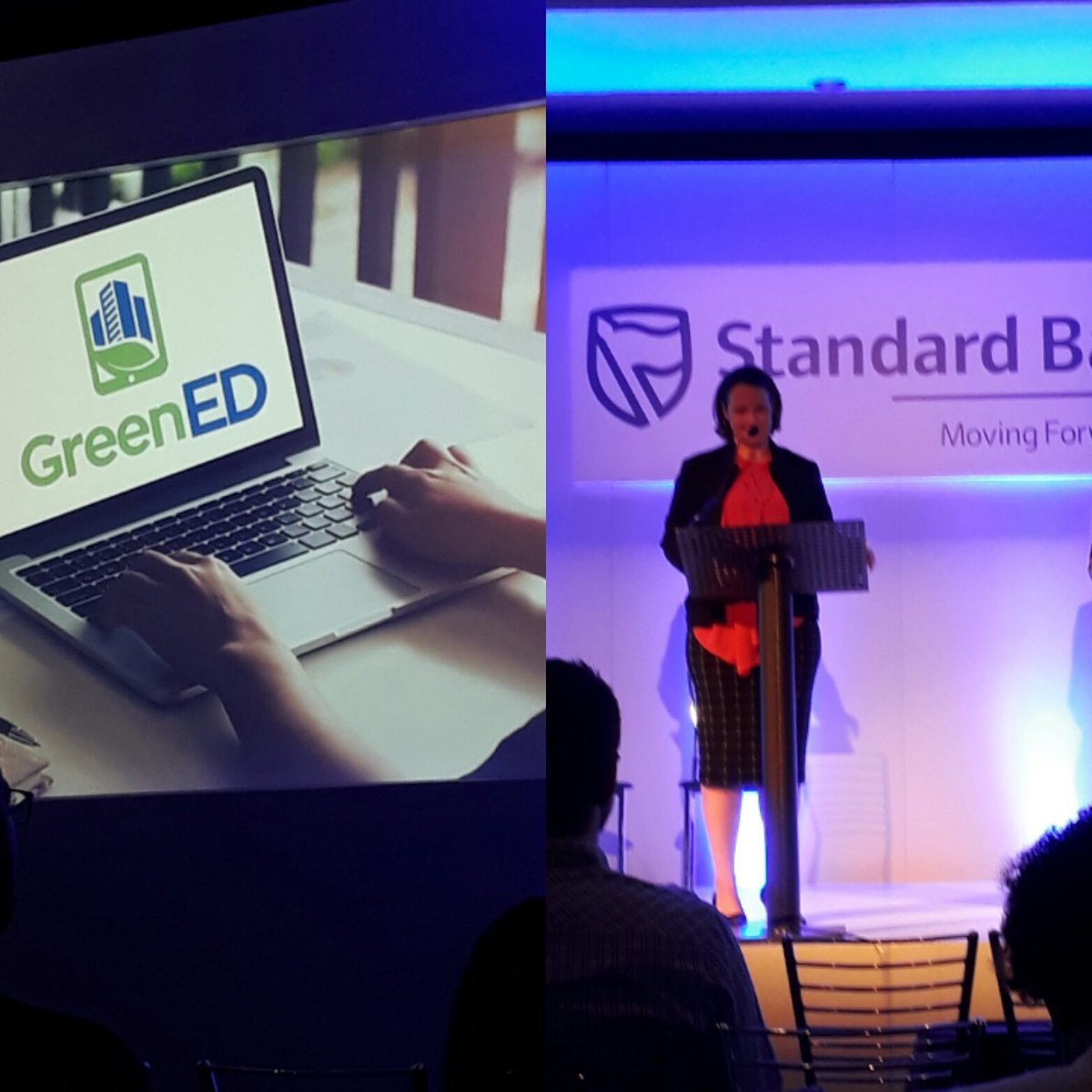 EcoStandard_SA's tweet photo. Learning about GreenED from board member, Michelle Ludwig on the Brainwaves stage #GBCSA2017 #DareToLead https://t.co/kIFQ6ci1lw