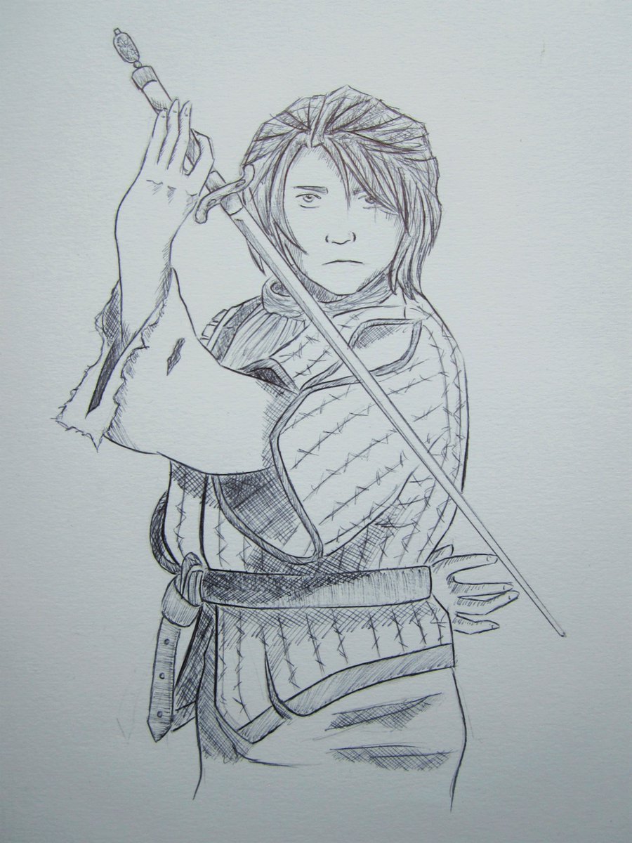 Kasugaa_'s tweet photo. #inktober2017 #Inktober #Day6 #Sword #Late #Sketch #AryaStark #WaterDancing https://t.co/IqLne6059J