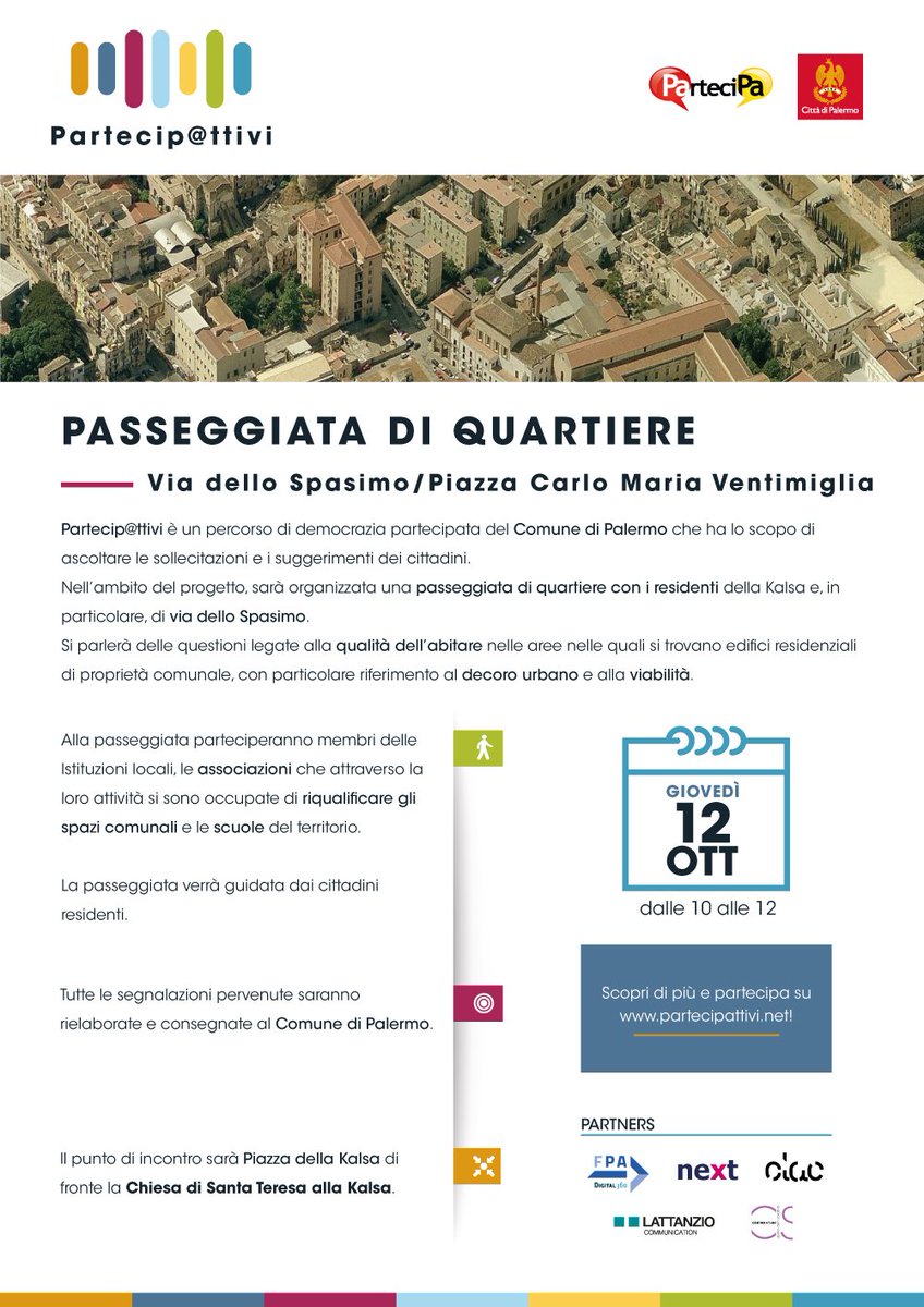 Ma lo sapete che domani saremo dappertutto? Ci vediamo alle 10.00 in Piazza della Kalsa per cominciare con la seconda passeggiata di quartiere prevista da progetto!