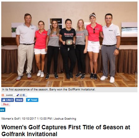BkTheCoach's tweet photo. Barry U Women's Golf beginning the year strong as capturing their first tournament win of the season! #ContinuingGreatness #BarryU https://t.co/jlGjnq0xJt