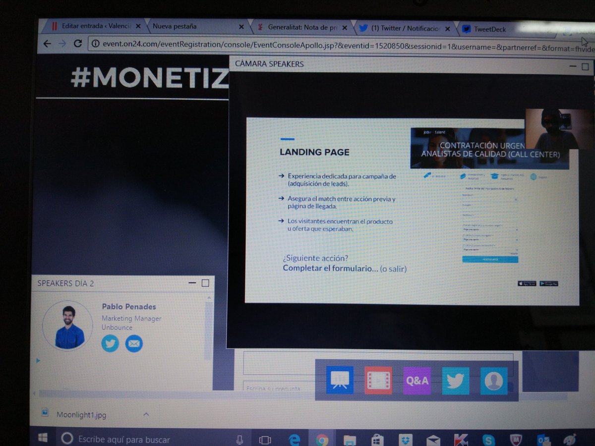 Las landing Page tiene una importancia aún mayor de lo que suele ser. <a href="/Pepenades/">Pablo Penades</a> dixit en #MonetizaTe #Monetiza17