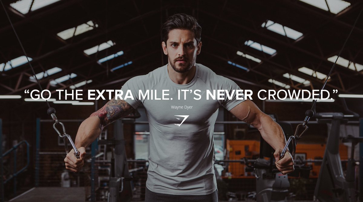 Gymshark's tweet photo. "Go the extra mile. It’s never crowded."

#WednesdayWisdom https://t.co/H6GZO0JNQG