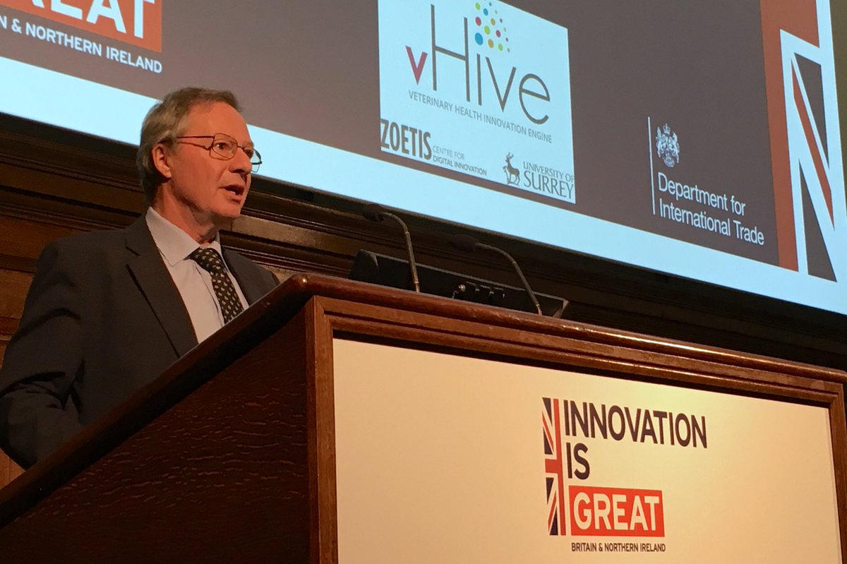 simondocvet's tweet photo. Alex Cook of @SurreyVet @UniOfSurrey talks about value of  #IndustryAcademic #collaboration to drive #innovation @vhiveAH @Zoetis https://t.co/MZM1zPHQ3a