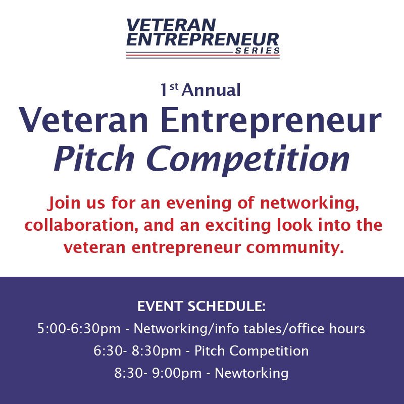 CEPratt01's tweet photo. #VeteranEntrepreneur Pitch Competition @DistrictHall 11/1/17!
#startup #veterans #Entrepreneurship cc @dan_magoon @MordenDaniel https://t.co/rTVpfy5Uvj