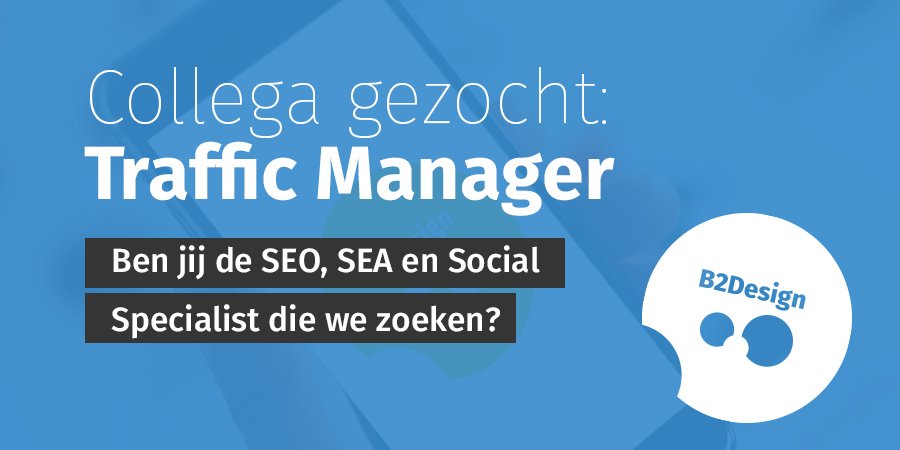 B2DesignNL's tweet photo. Vacature: Online Traffic Manager (1fte) in de stad Groningen per begin 2018. Linkje: https://t.co/2TolVm6Wgt #vacature #groningen https://t.co/7zqS88povr