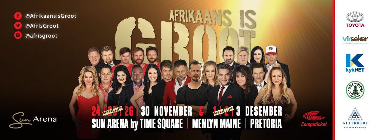 Kaartjies vir AIG nou amper uitverkoop! Slegs kaartjies beskikbaar vir 30Nov &amp; 3Des <a href="/Computicket/">Computicket</a>!* 
<a href="/AfrIsGroot/">Afrikaans is Groot</a>