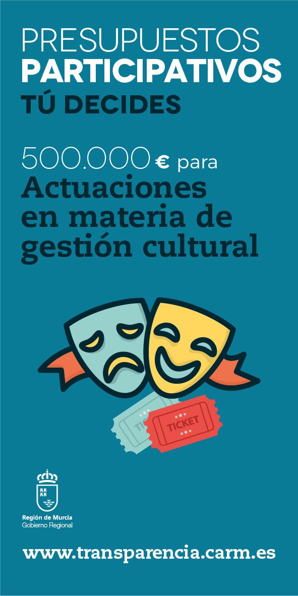 Participa en la decisión del presupuesto para gestión cultural en transparencia.carm.es/web/transparen… #PresupuestosParticipativosCARM2018