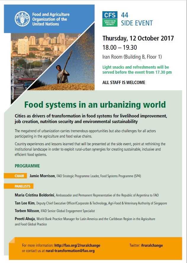 knwanze's tweet photo. Co-organised with @IFADnews #CFS44 side event on Rural Transformation #ruralchange tomorrow @FAO! Useful country experiences 4 #Zerohunger https://t.co/5Nj6sahb7c
