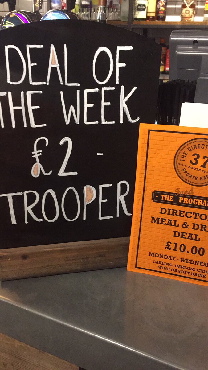 directors_box17's tweet photo. Β£2 Trooper! Β£10mealdeal! MidweekMadness #Manchester #Deals #sports #37boothst https://t.co/4Deg8duNFM