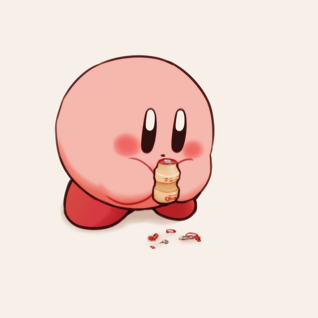 kirby no humans white background blush solo simple background food holding  illustration images