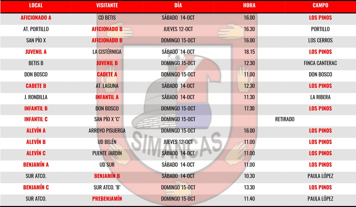 villadesimancas's tweet photo. 💻 HORARIOS del fin de semana (12-14-15 de octubre). ¡Suerte a todos!
👉 https://t.co/htkZWz3DZ3
#SienteElSimancas https://t.co/PdtWENEgHP
