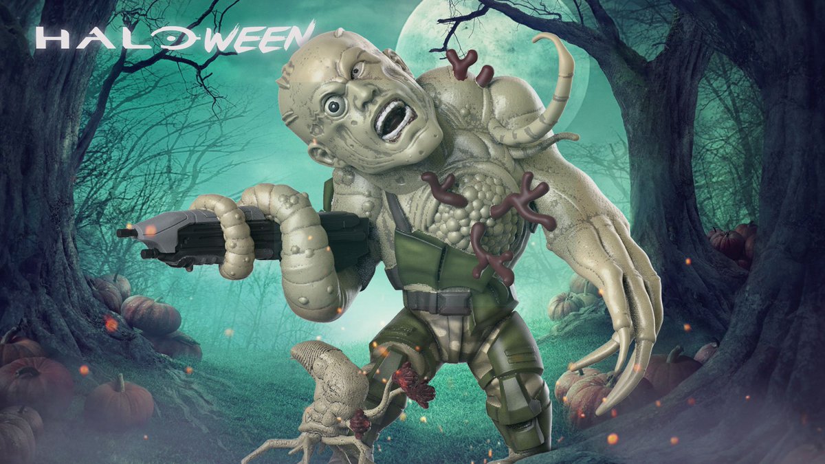 HaloGear's tweet photo. The flood are back in this month's Halo Legendary Crate: Quarantine Zone! Use discount code HALOween to get 15% off. https://t.co/SbbYtjsXzm https://t.co/WJUtzm0fN1