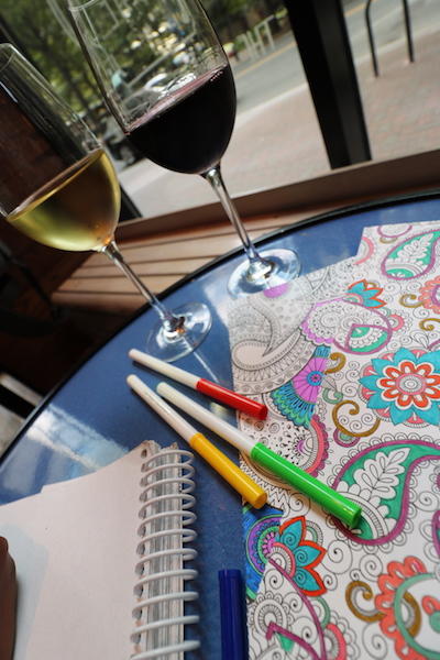 It's Wine N Color Wednesday! Bring a friend for #adultcoloring at 5:30pm. $5 glasses of wine.