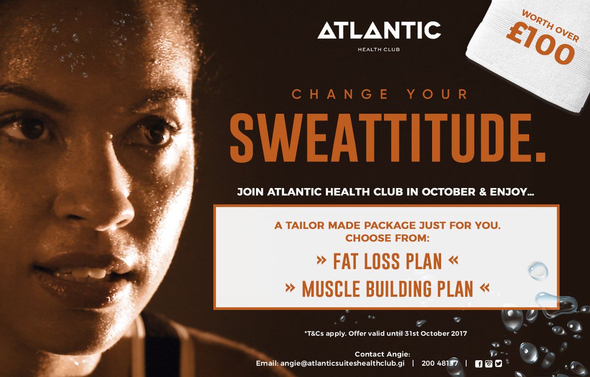 ASGymSpa's tweet photo. October 🍂 is here and, with it, this amazing joining offer! 💥
Contact ☎️20048137 📧sinead@atlanticsuiteshealthclub.gi https://t.co/RUjvVQCF8h