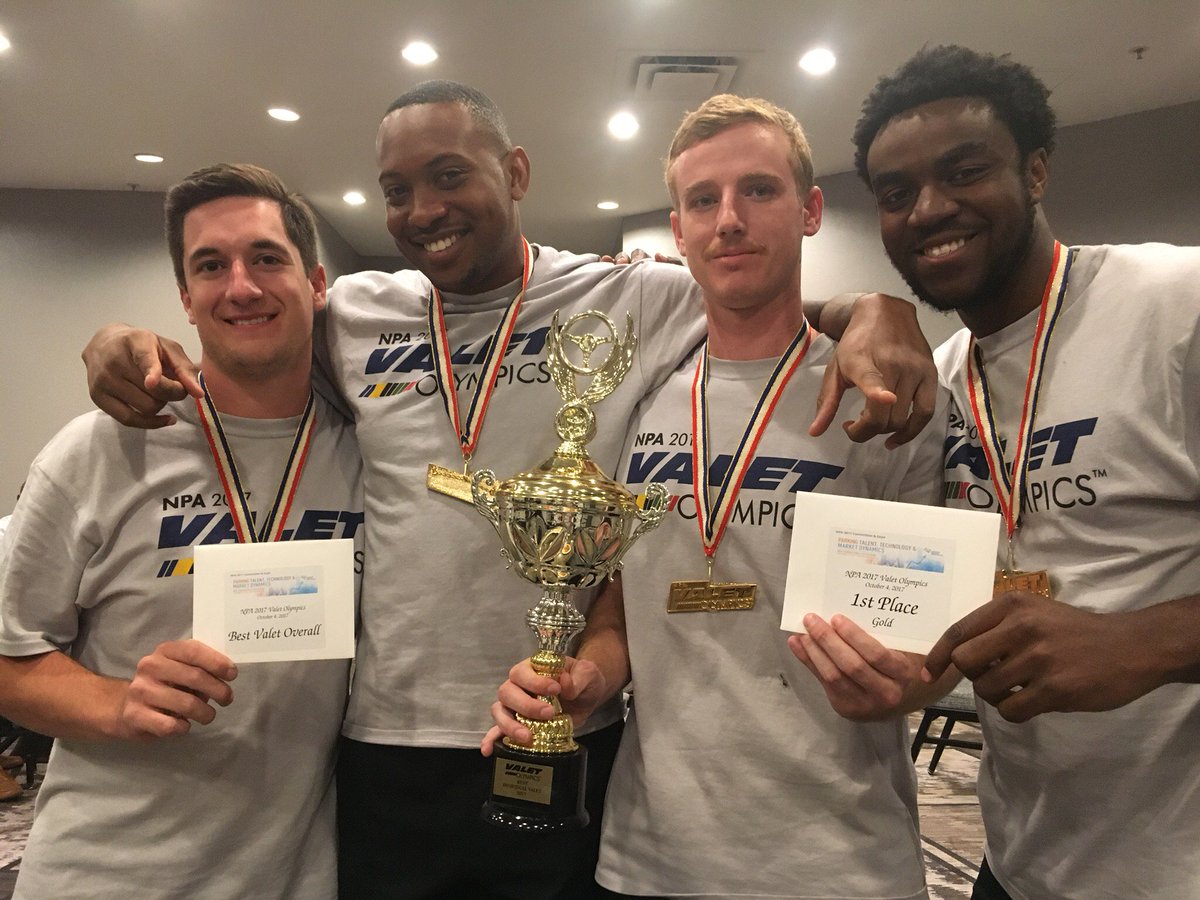 TownePark's tweet photo. We are so proud of these TP team members for winning the Best Team Award at @WeAreParking 2017 #ValetOlympics! https://t.co/qqx32k7vud https://t.co/75NmihXltr