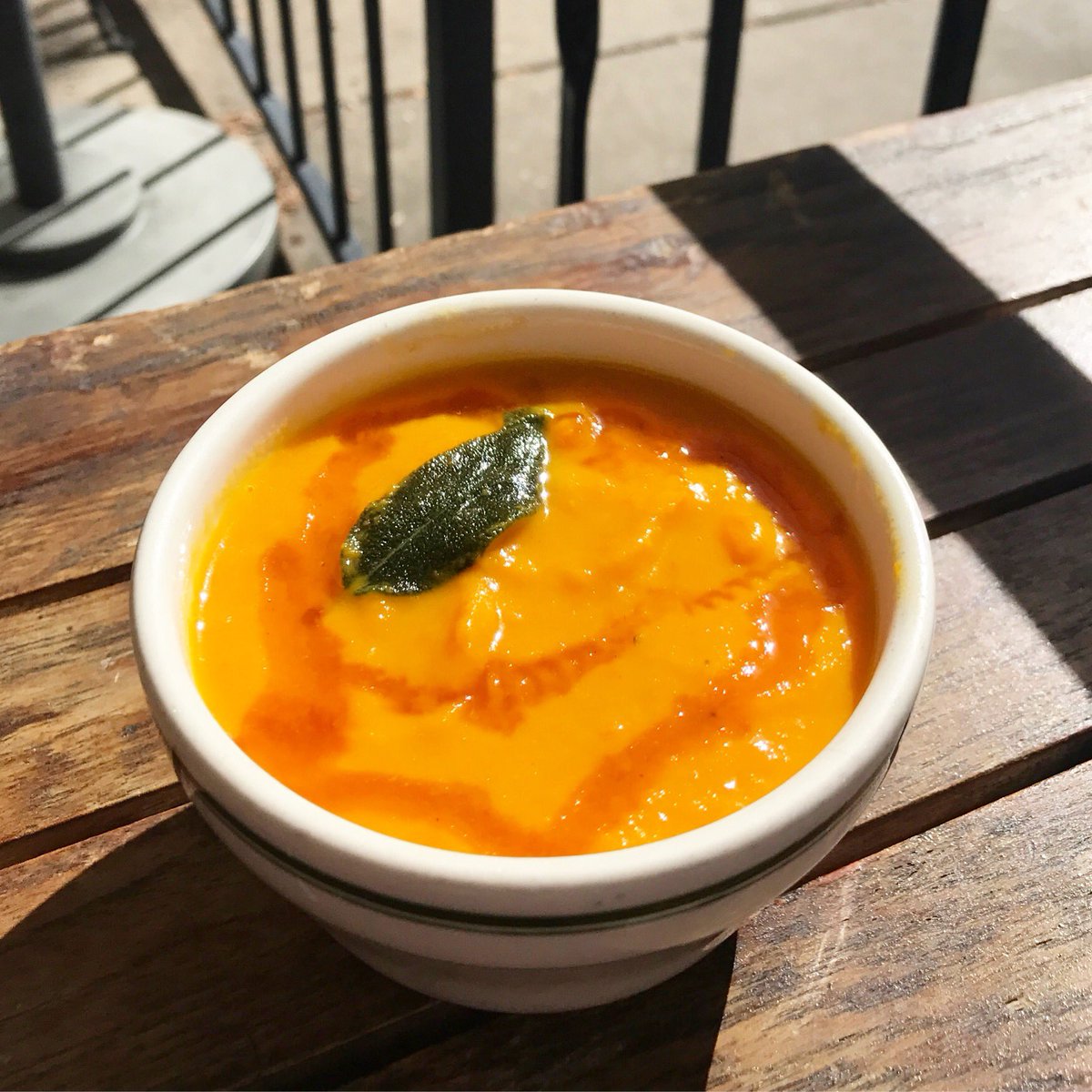 Soup of the day: Thai Carrot Peanut with Fried Sage and Honey!