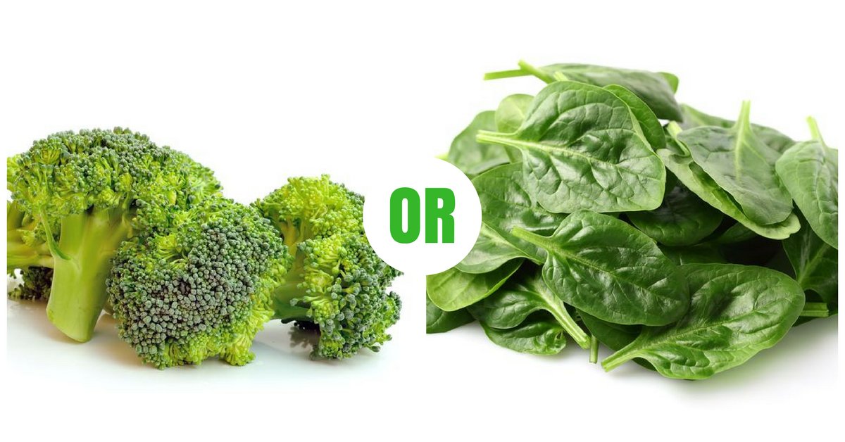 If you were forced to, would you rather — eat broccoli with every meal OR eat spinach with every meal?