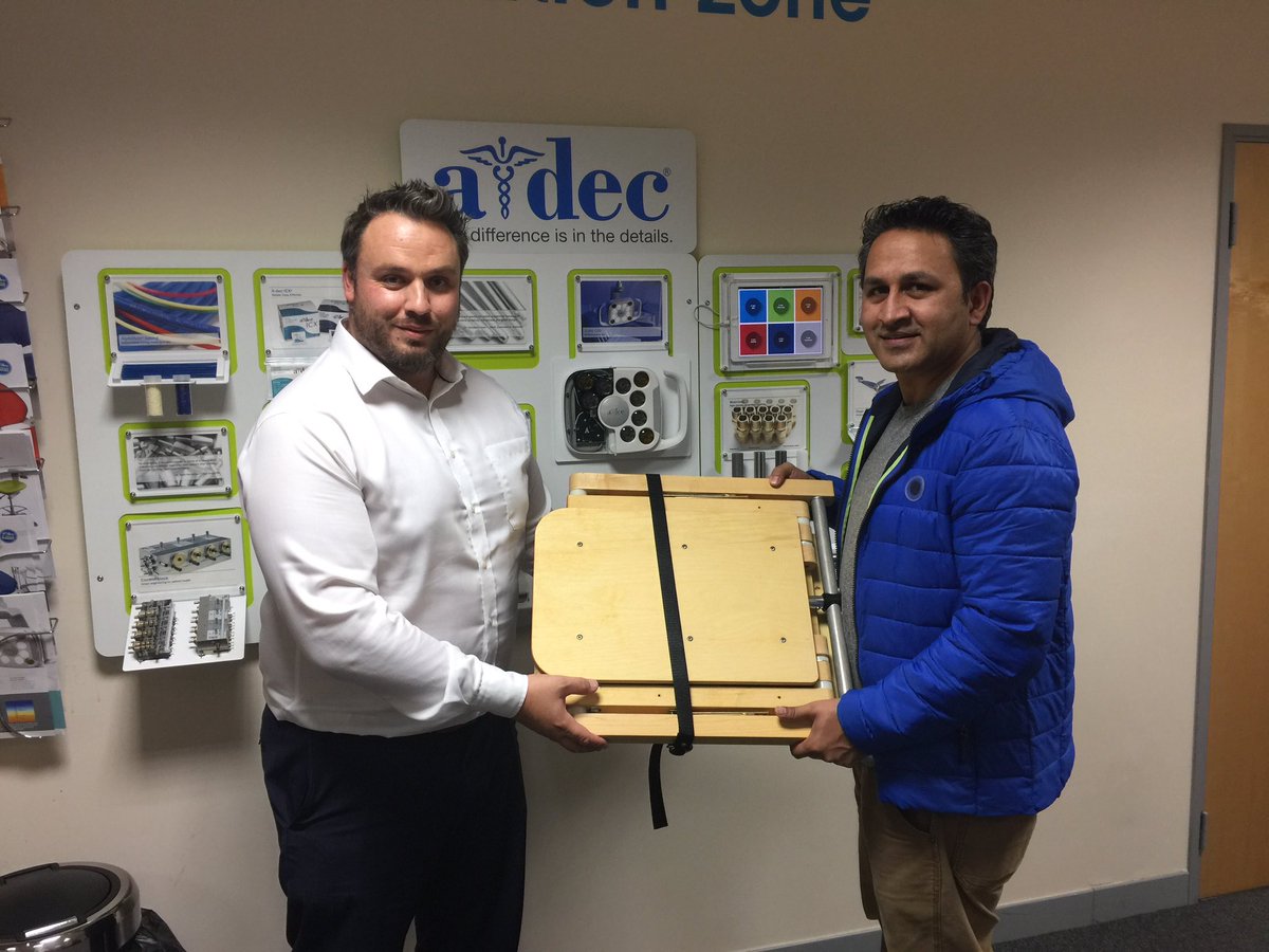 Very pleased to be able to present Deepak Simkhada with two portable dental chairs purchased with funds raised by the A-dec UK team!