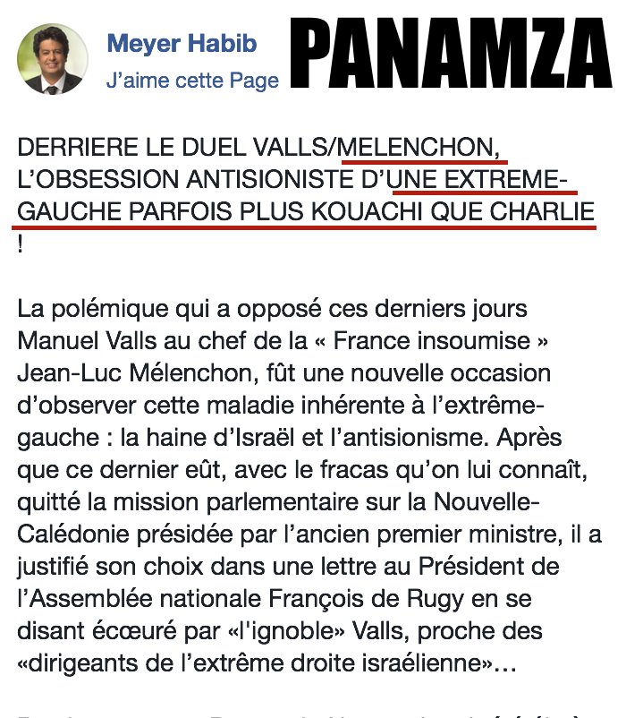 Le député Meyer Habib assimile Mélenchon aux terroristes de Charlie Hebdo : la presse fait profil bas