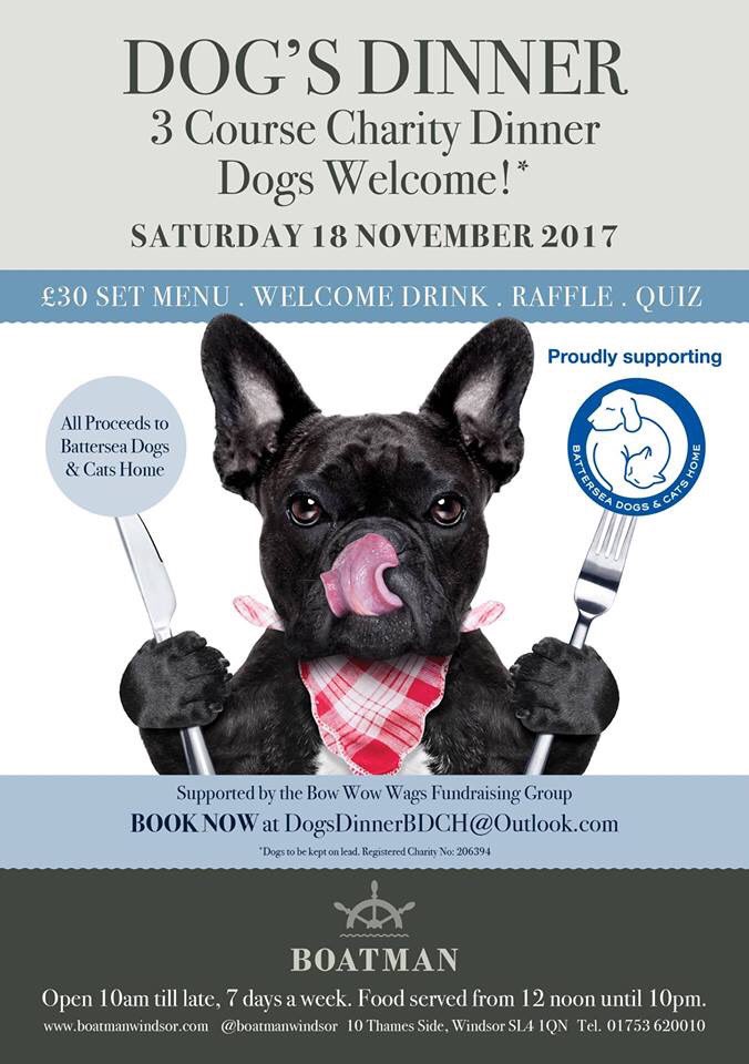 BoatmanWindsor's tweet image. Dog's Dinner #charity event in aid of @BDCH to be held @BoatmanWindsor #Dogs bring their owners...if they are well behaved #fundraising