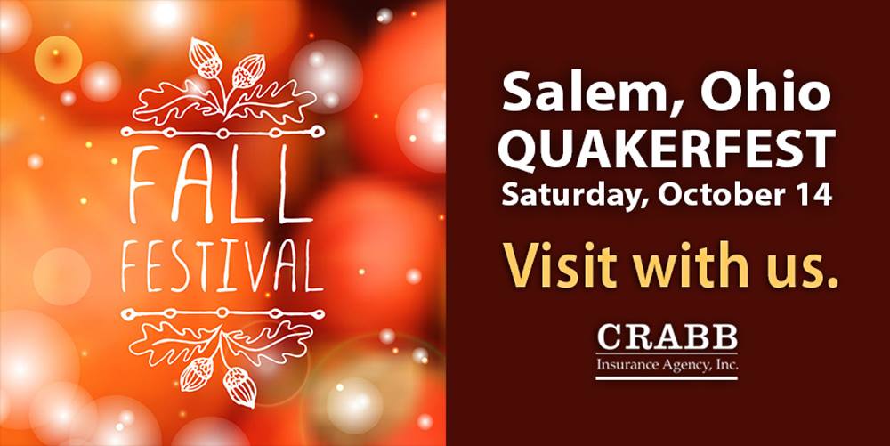 CrabbInsurance's tweet photo. #CrabbInsurance will have a booth at the upcoming #Quakerfest, Saturday, October 14, 2017 in Historic Downtown Salem, Ohio – 10am to 4:00pm https://t.co/hSq29CMjSq