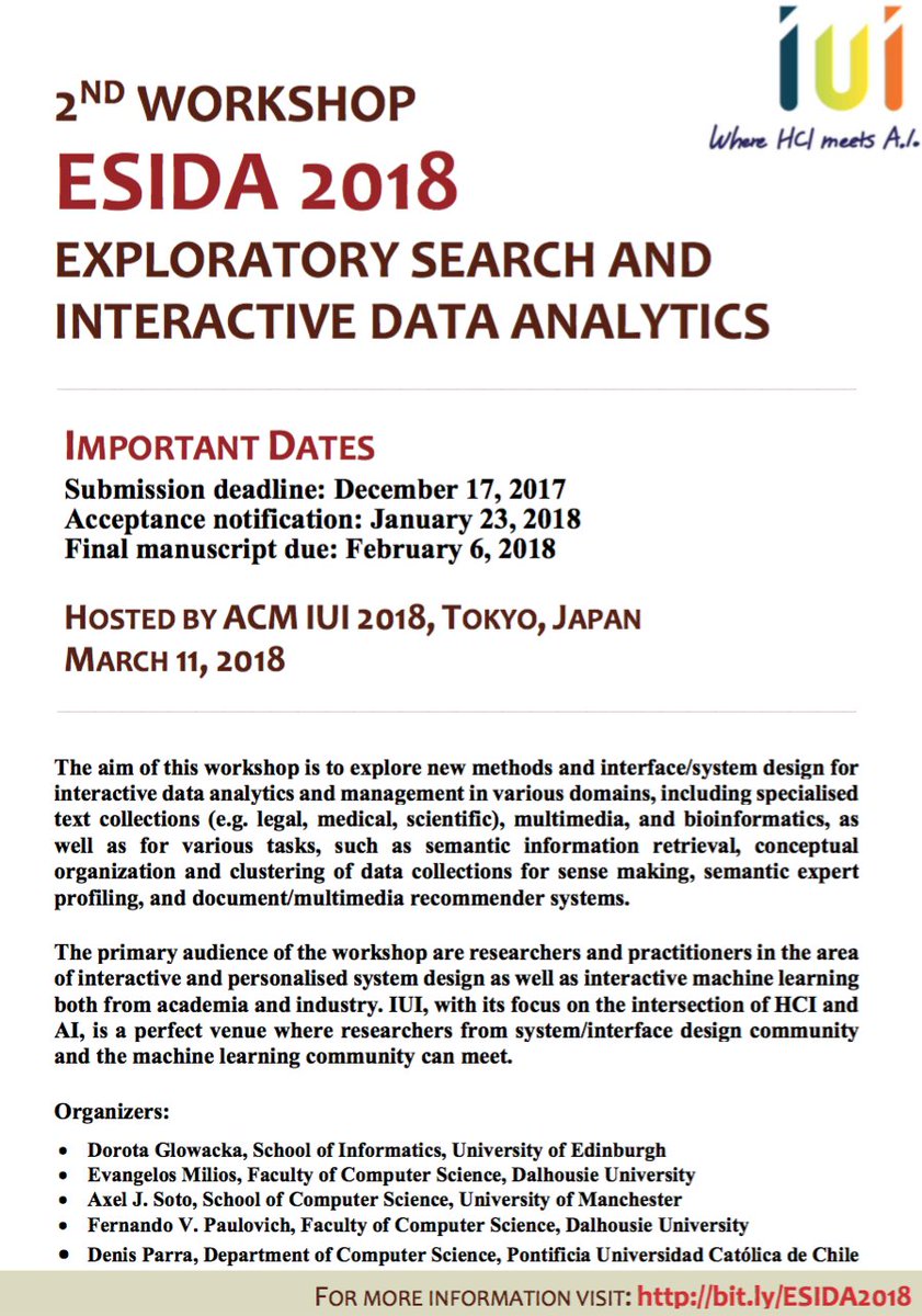 Was great being at #ieeevis ! if you are into interactive data analytics, we invite you to submit to ESIDA Workshop sites.google.com/view/esida2018/