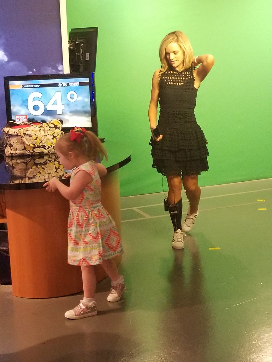JoyRedmondTV's tweet photo. Twinning with tennis shoes! Check out this cutie pie that stopped by to see how @HeatherSophiaTV does her job! https://t.co/H0UVS24U8A