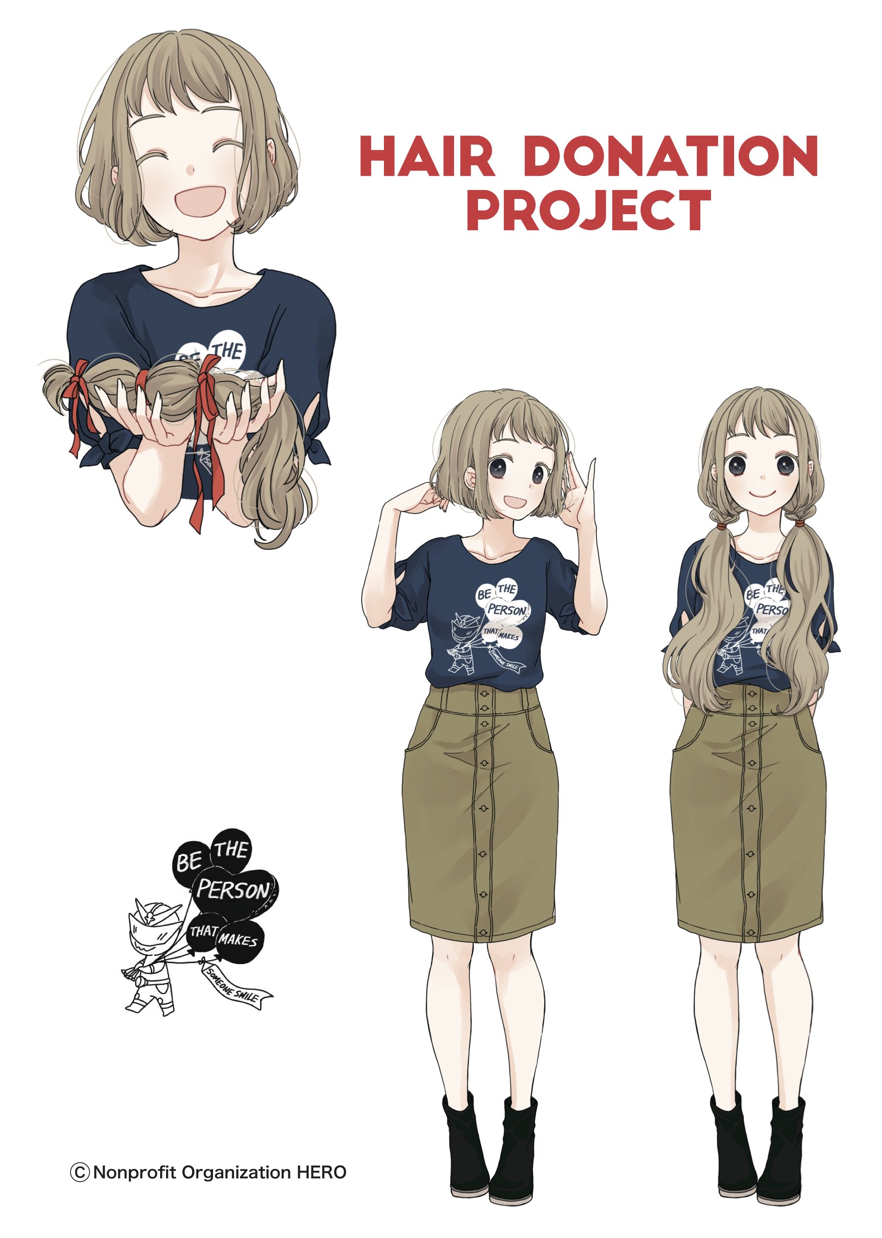 Npo法人hero 破牙神ライザー龍のヘアドネーション キービジュアル第２弾が完成 前回は龍が髪 を受け取っているものでしたが 今回はガラリと変わって髪を切った女の子に焦点をあてて作ってみました イラスト製作はご縁があったmaruさんです T