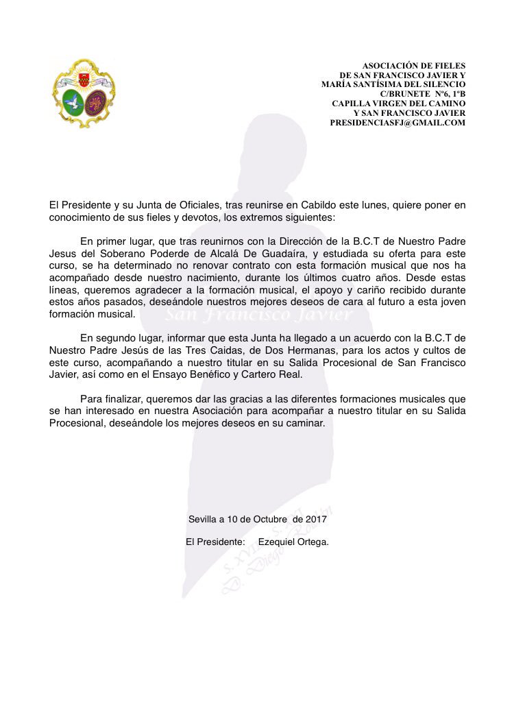 ❗️Comunicado de la Junta de Gobierno❗️

Agradecimiento a la banda de <a href="/CCyTTSoberano/">CCyTT Soberano Poder</a>  y bienvenida a la Banda <a href="/BTresCaidasDH/">CC y TT Tres Caídas - Dos Hermanas</a>