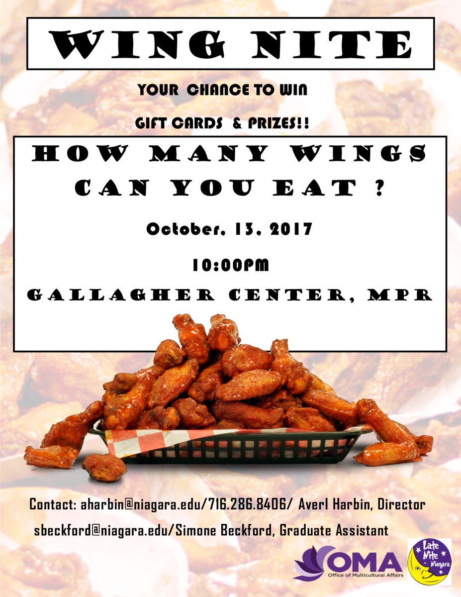 How many wings can you eat? Students can sign up within the Multicultural Affairs Office, Room 113 to become contestants!