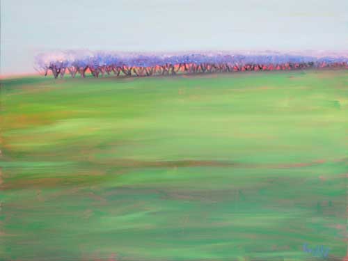 AmsterdamWhitny's tweet photo. Image: SALLY RUDDY, โPeaches Nโ Green,โ Oil on Canvas, 18โ x 24โ #californiaartist #landscapeart #pasturalscenes #peaches #chelseahighline https://t.co/WrtBVr8O0n