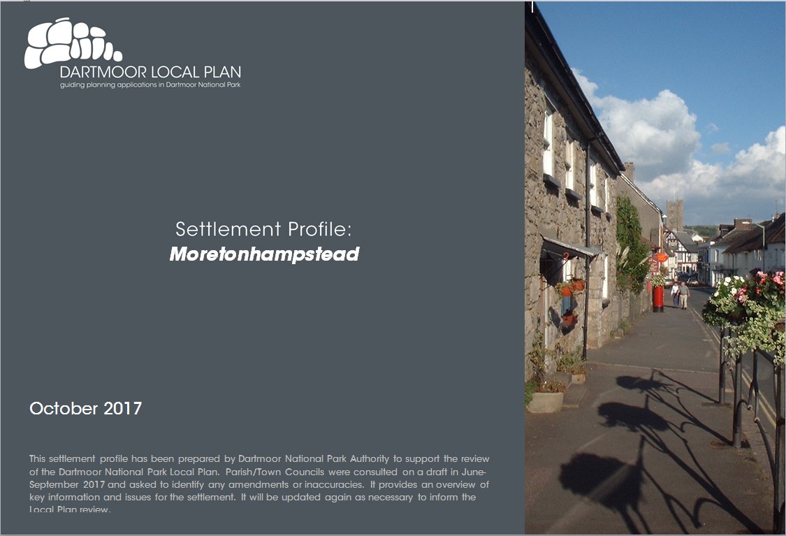 We have updated the Settlement Profile for Moretonhampstead ready for our mtg on 17Oct@7pm at the Parish Hall tinyurl.com/y7yr2f5m