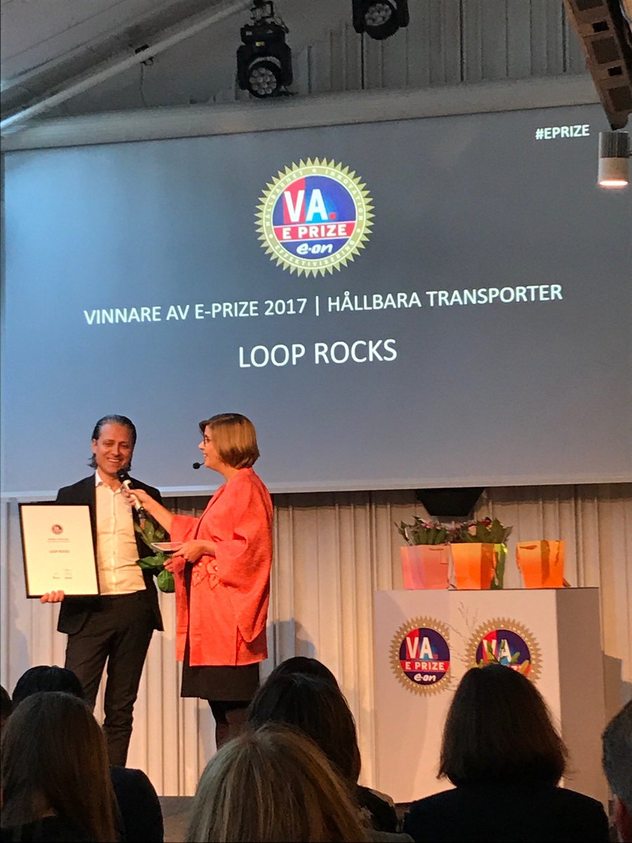 NCC_AB's tweet photo. Vår startup Loop Rocks vann E-prize 2017 i kategorin Hållbara transporter! https://t.co/SrBcrFV0Dt #nccab #looprocks #hållbarhet https://t.co/cvfkZ3SQZJ