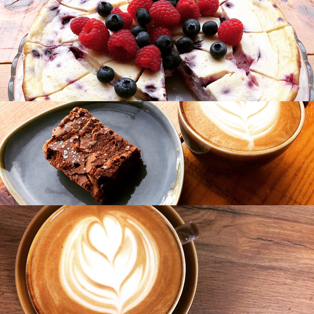 A little something to brighten up this dreary afternoon! #cheesecake #brazilsantos #santoscoffee #chocolatebrownie #leith