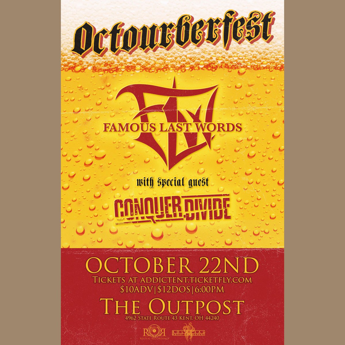 Who will we see at <a href="/famouslastwords/">Famous Last Words</a> and <a href="/conquerdivide/">Conquer Divide</a> October 22nd?