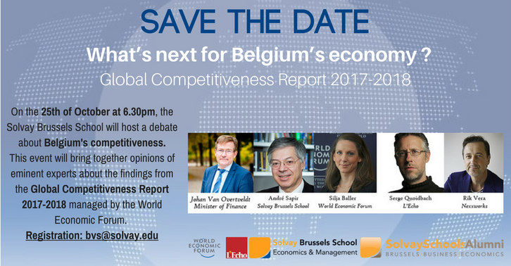 sohasaati's tweet photo. 25/10 @ 18:30: We're hosting experts for keynotes and debate. Join us to hear and to share your point of view about the future of Belgium's Economic and its competitiveness. #solvaybvs #GCR2017 #WEF https://t.co/5oCzdsfOAL