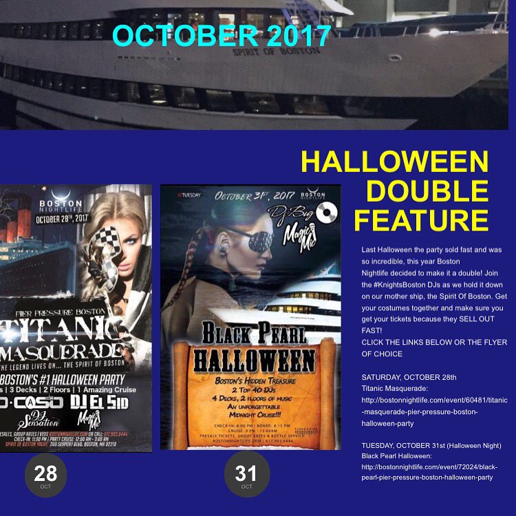 JamminWizard's tweet photo. #HalloweenTime is back @BostonNightLife is throwing a party!Join #knightsboston for #pierpressure #yachtparty Links in bio!Tickets sell fast https://t.co/HlhCwaFFt3