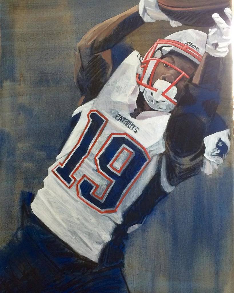 noahstokesart's tweet photo. Malcom Mitchell in progress. #dgd #nepatriots #patriotsfootball #malcommitchell #georgiabulldogs #uga #nfl #oilpai… https://t.co/5Pt75Shfyx https://t.co/qH1Y2mV6e2