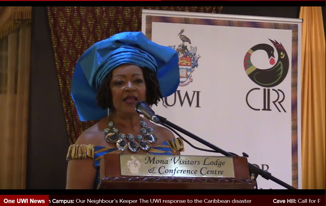 suezeecue's tweet image. Prof Verene Shepherd, as she opens the Centre for Reparations Research Symposium. Watch live on uwitv.org @UWITv #Jamaica