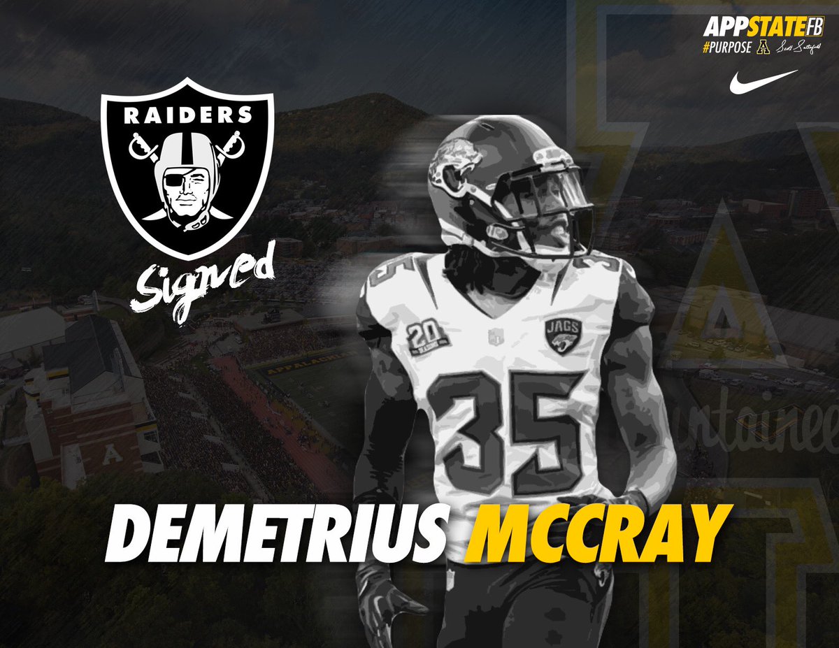 AppState_FB's tweet photo. Congrats to @mccrayd_10 on signing with the @RAIDERS!
#AppsInNFL
#AppNation https://t.co/Npg6eftmT5