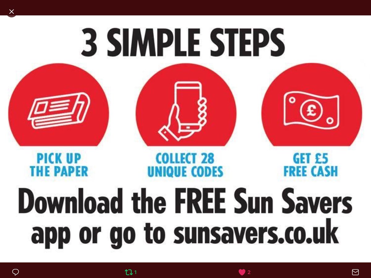 Debbie_NewsUK's tweet photo. #SUNSAVERS CASH FOR EVERY READER join @SunSavers our brilliant reward club and get #FREEFIVER just by buying your favourite paper 👍📰💷 https://t.co/88tiU4isYE